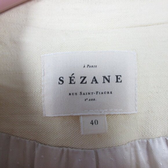 Sezane Christie Jacket Women Blazer 40 Butter Yellow Linen Career Preppy 766 - Picture 3 of 16
